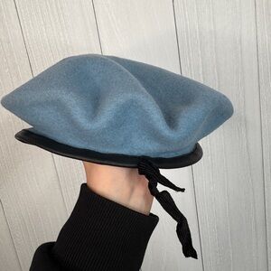 100% Wool Light Blue Beret Hat